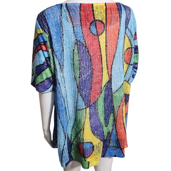 NEW Ali Miles Mesh Overlay Tunic Top Plus Sz 1X Vibrant Colorblock Stretchy NWT - Picture 8 of 10